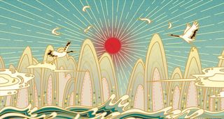 古风山水插画图片