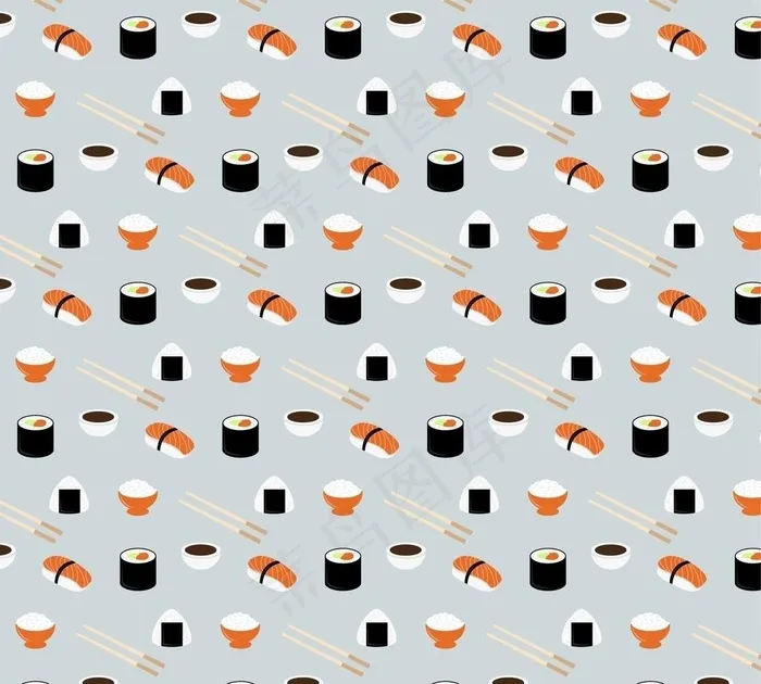 可爱的手绘寿司图案图片eps,ai矢量模版下载