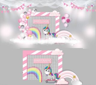 独角兽拍照区背景素材图片