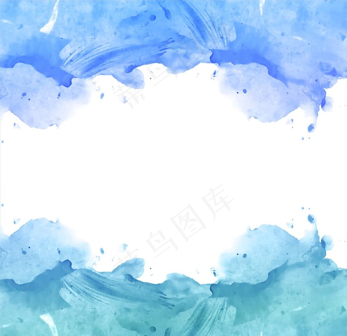 蓝色水彩背景插图图片ai矢量模版下载
