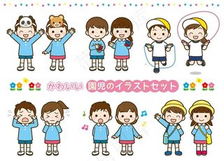 可爱卡通学生活动男女孩元素图片