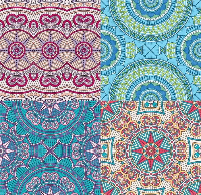 9款民族风手绘复古图案矢量素材图片ai矢量模版下载