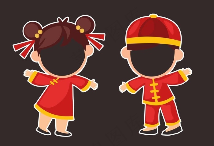 幼儿园社区迎春福娃 立牌图片cdr矢量模版下载