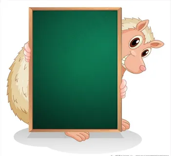 卡通动物与黑板图片