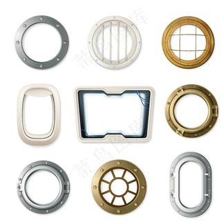 各种船的玻璃舷窗矢量素材图片