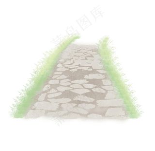 手绘草地马路素材图片