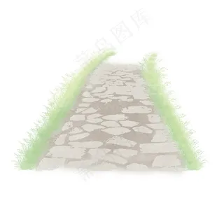 手绘草地马路素材图片