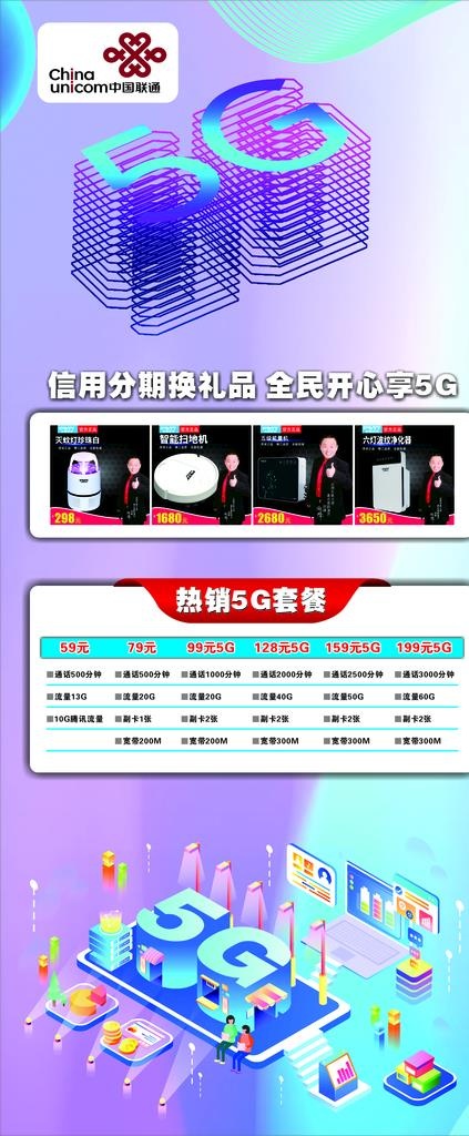 5G联通展架图片cdr矢量模版下载
