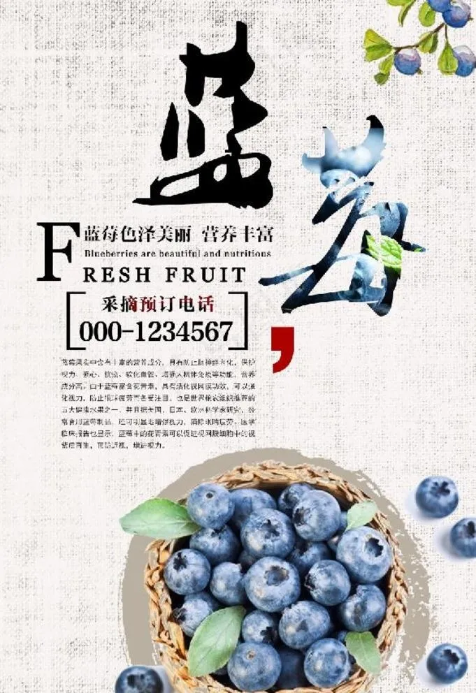 蓝莓海报图片(3543X5315(DPI:150))psd模版下载