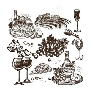 复古红酒素材图片