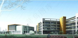 某学校透视效果图图片