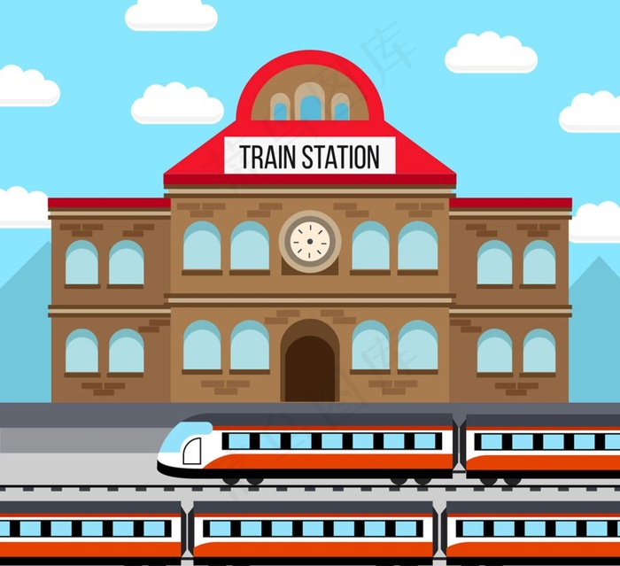 创意火车站设计矢量素材图片