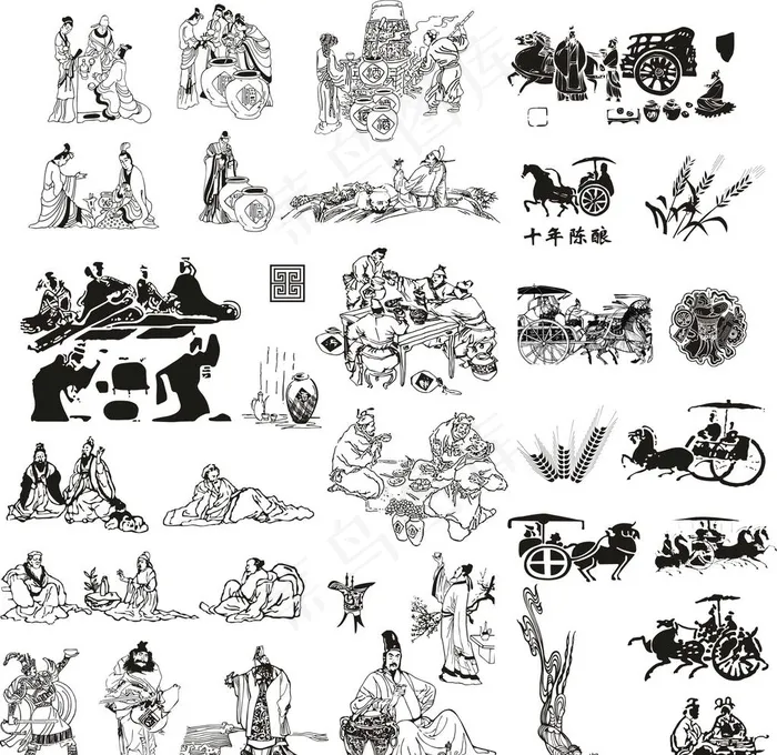 古人物矢量图图片ai矢量模版下载