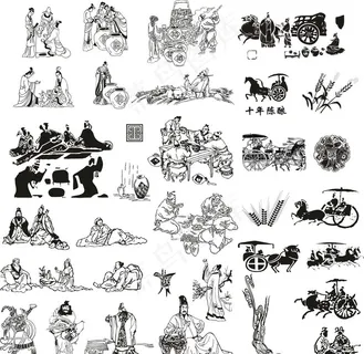 古人物矢量图图片