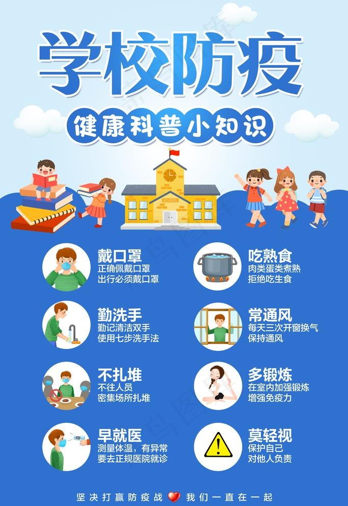 学校防疫海报图片psd模版下载