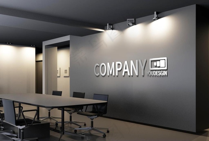 公司形象墙logo样机图片