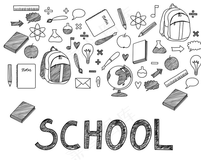 开学季手绘文具图片