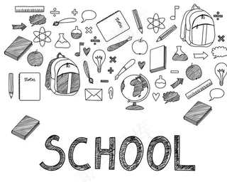 开学季手绘文具图片