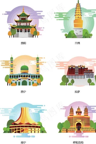 城市建筑矢量元素图片