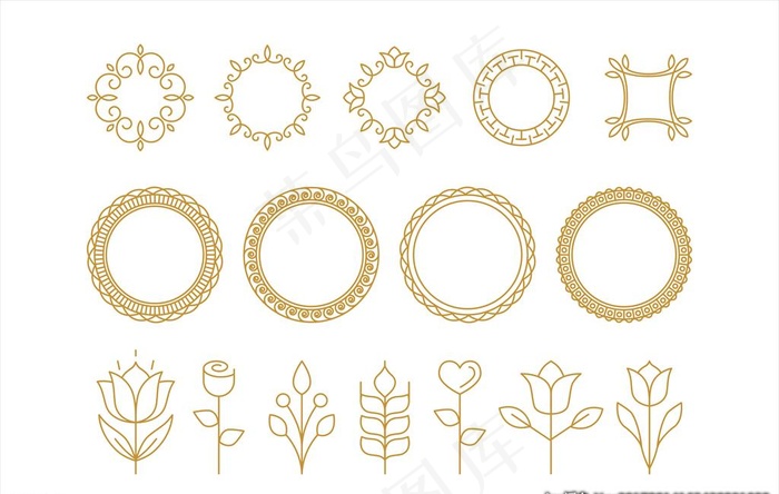 矢量华丽线条花环图片