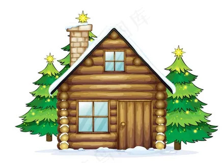 冬季房屋松树图片 冬季房屋松树图片