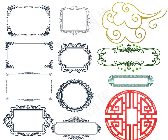 套图欧式花纹边框图片(4394X3798(DPI:72))psd模版下载