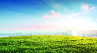 天空草地背景图片