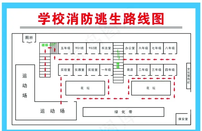 学校逃生路线图图片cdr矢量模版下载