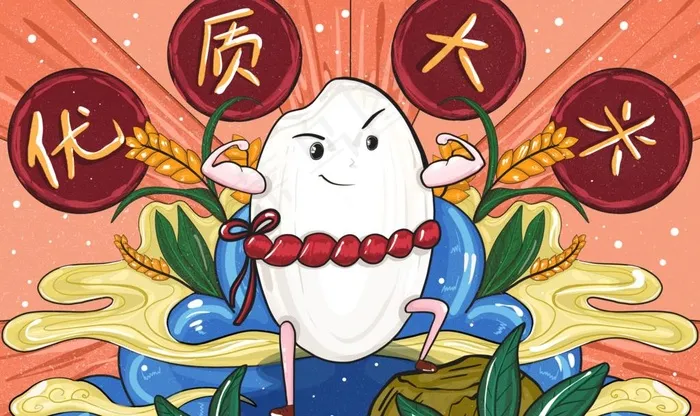 大米插画图片(4000X2500(DPI:300))psd模版下载