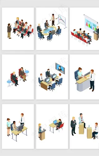 立体化开会图形设计素材图片