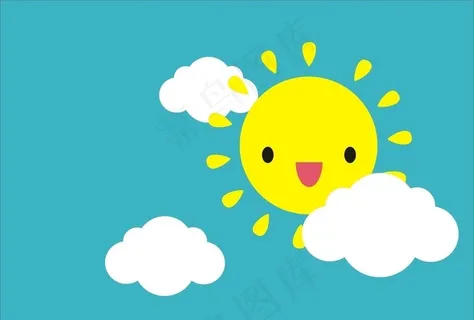 卡通儿童太阳白云图片