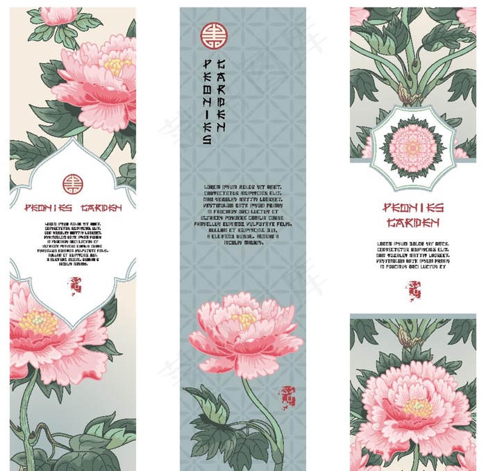 牡丹花图片ai矢量模版下载