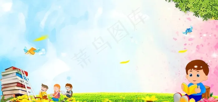 卡通背景  学校背景图片(6000X3000(DPI:200))psd模版下载