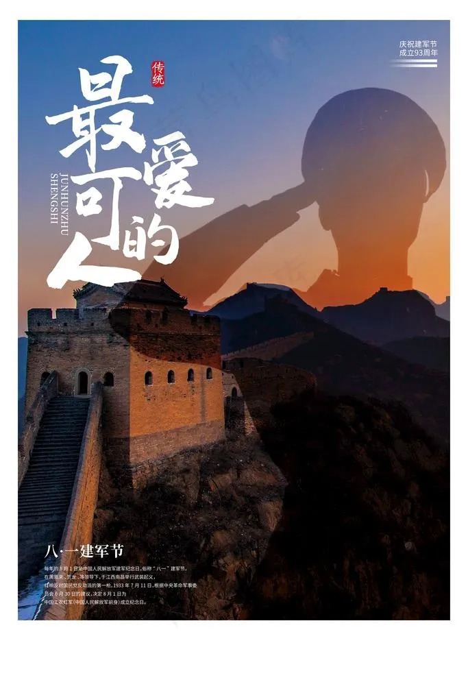 建军节海报图片(3543X5315(DPI:300))psd模版下载