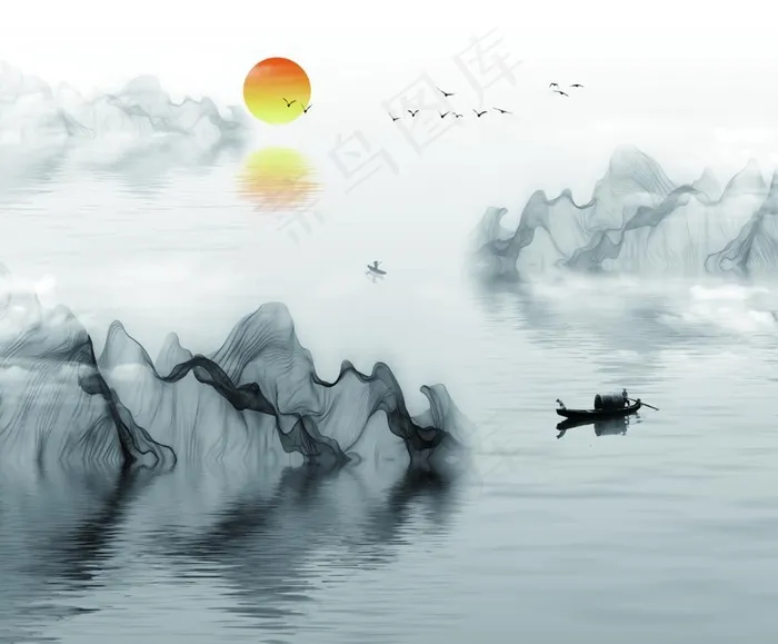 新中式水墨山水图片(7795X6690(DPI:72))psd模版下载