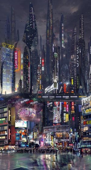 赛博朋克风未来科技插画图片