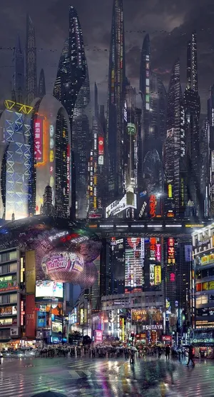 赛博朋克风未来科技插画图片