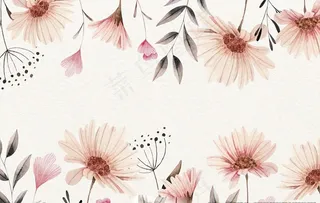 手绘水彩植物花卉背景底纹插画图片