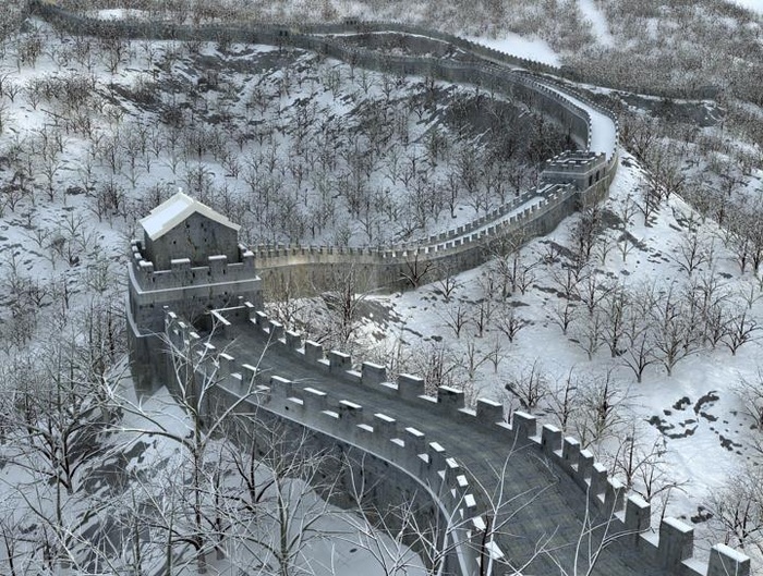 长城雪景3D场景图片