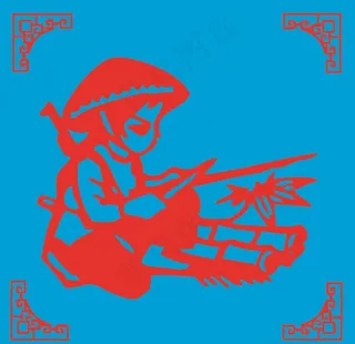 做竹筏剪纸图片