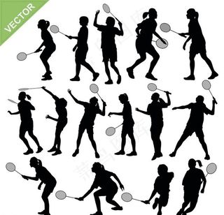 打羽毛球剪影图片