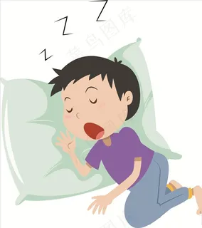 躺在枕头上睡觉的男孩图片