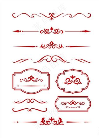 矢量简洁欧式线条花纹边框图片