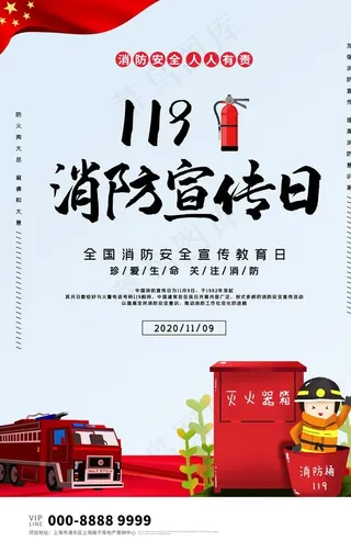119消防安全海报图片