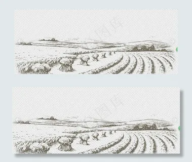 稻田梯田手绘画图片 稻田梯田手绘画图片
