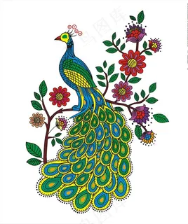 花卉孔雀开屏矢量图下载图片