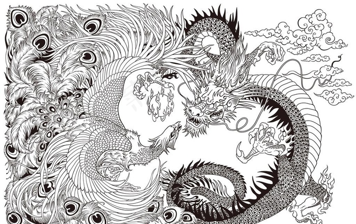 龙凤线稿图片