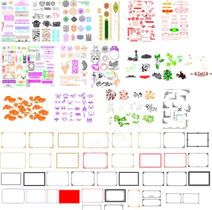 百款边框花纹图片cdr矢量模版下载