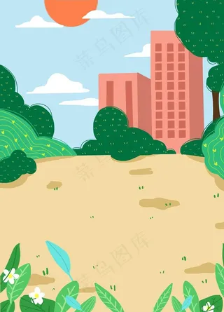 卡通城市郊外背景图片
