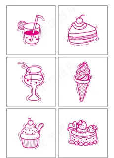 线描蛋糕甜点图片